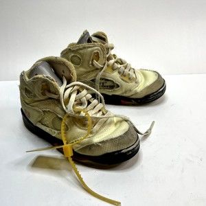 Nike Air Jordan 5 Retro X OFF WHITE SP Sail Preschool  CV4827-100 Size 12C